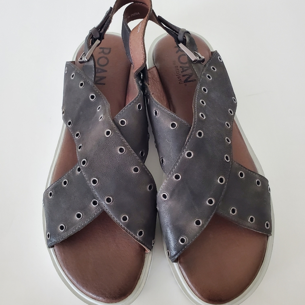 ROAN by BED STU Sz 10 HALI Criss Cross Leather Upper Platform Sandals Buckle - Picture 2 of 14